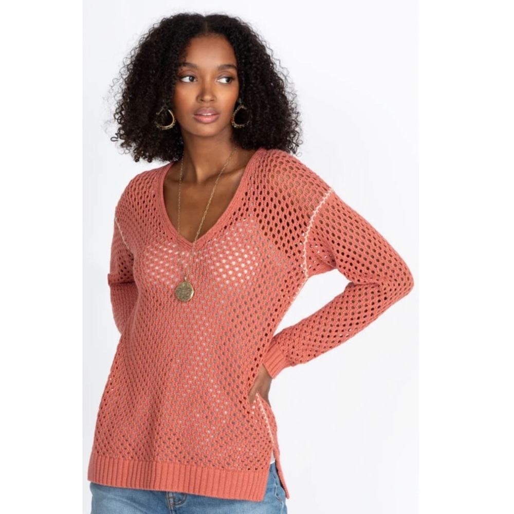 Johnny Was Coral Theresa Crochet Sweater